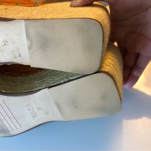 * ZARA Orange Faux Suede Espadrille Wedge Platform Women’s Size 39 Sandals - Picture 7 of 15